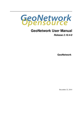 Geonetwork User Manual Release 2.10.4-0