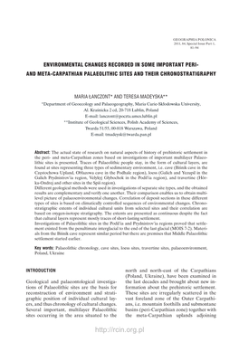 And Meta-Carpathian Palaeolithic Sites and Their Chronostratigraphy