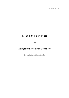 Rikstv Test Plan, V3.0