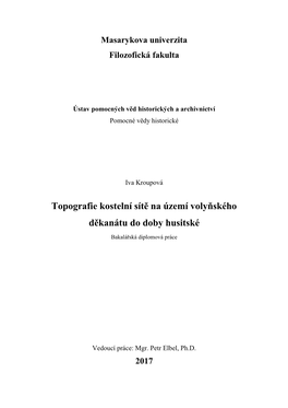 Topografie Kostelní Sítě Na Území Volyňského Děkanátu Do Doby Husitské