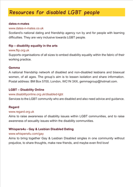 Resources for Disabled LGBT People