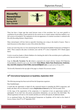 Hoverfly Newsletter No