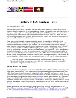 Gallery of U.S. Nuclear Tests Page 1 of 5