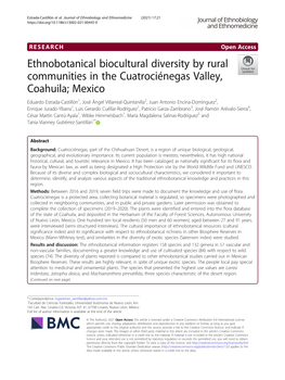 Ethnobotanical Biocultural Diversity by Rural Communities in The