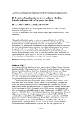 Hydrometeorological Monitoring Network of Java Island and Hydrologic Characteristics of the Major River Basins