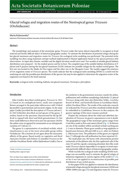 Glacial Refugia and Migration Routes of the Neotropical Genus Trizeuxis (Orchidaceae)