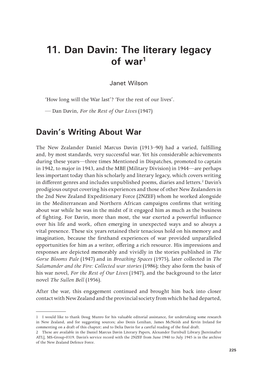 11. Dan Davin: the Literary Legacy of War1