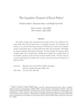 The Liquidity Channel of Fiscal Policy∗