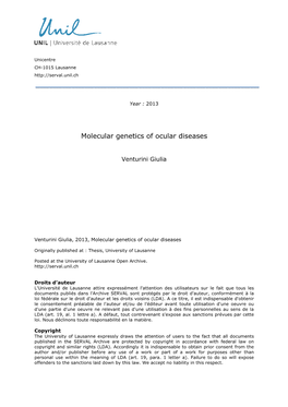 Molecular Genetics of Ocular Diseases