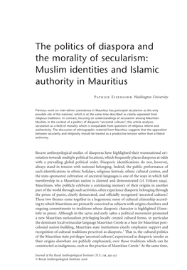 Muslim Identities and Islamic Authority in Mauritius