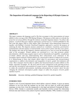 The Inspection of Gendered Language in the Reporting of Olympic Games in the Star