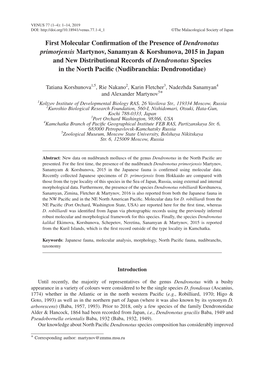 First Molecular Confirmation of the Presence of Dendronotus