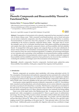 Phenolic Compounds and Bioaccessibility Thereof in Functional Pasta