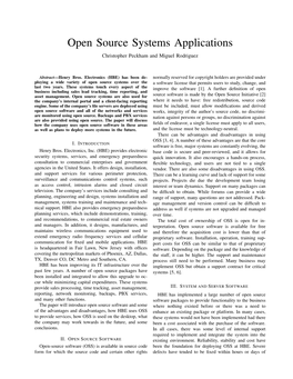 Open Source Systems Applications Christopher Peckham and Miguel Rodriguez