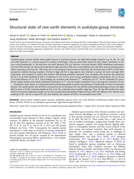Structural State of Rare Earth Elements in Eudialyte-Group Minerals