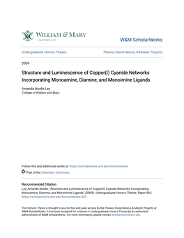 Structure and Luminescence of Copper(I) Cyanide Networks Incorporating Monoamine, Diamine, and Monoimine Ligands