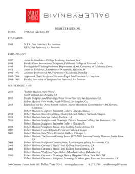 Robert Hudson CV