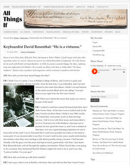 Keyboardist David Rosenthal: “He Is a Virtuoso.” My Account