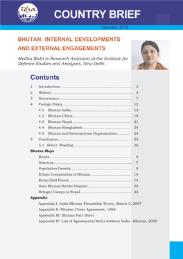 Bhutan: Internal Developments and External Engagements