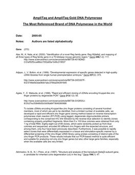 Amplitaq and Amplitaq Gold DNA Polymerase