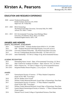 Education and Research Experience Awards And