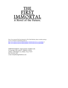 FIRST IMMORTAL a Novel of the Future