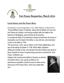 Fort Fraser Despatches, March 2014