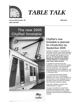 Cityrail's New Timetable Is Planned for Introduction by September 2005
