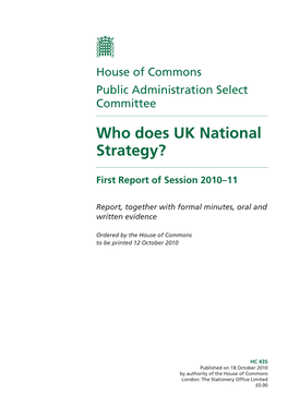 Who Does UK National Strategy?