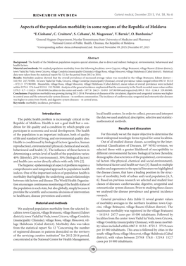 Aspects of the Population Morbidity in Some Regions of the Republic of Moldova *E.Ciobanu1, C