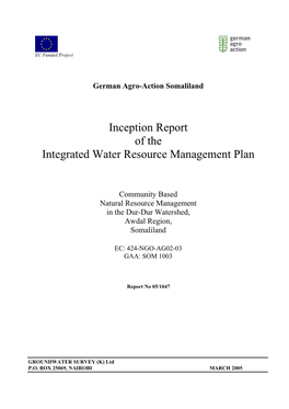 Inception Report of the Integrated Water Resource Management Plan