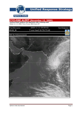 CYCLONE ALERT (November 12, 2009) Cyclone Phyan Weakens Into Depression After Crossing Coast Dated: 12