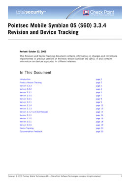 Pointsec Mobile Symbian OS (S60) 3.3.4 Revision and Device Tracking