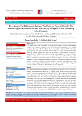 Investigatıon the Relationship Between the Perceived Parental