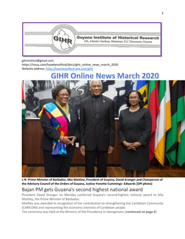 GIHR Online Newsletter – March 2020