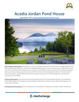 Acadia Jordan Pond House Seal Harbor, ME | ​