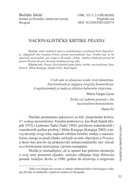 Nacionalističke Kritike Praxisa