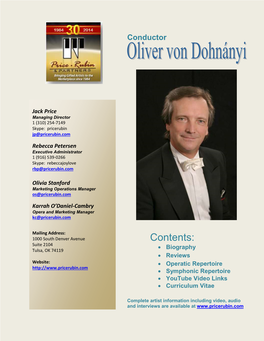 Oliver Von Dohnányi – Biography