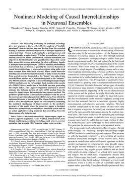 Nonlinear Modeling of Causal Interrelationships in Neuronal Ensembles Theodoros P