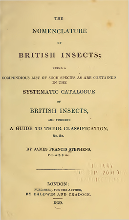 The Nomenclature of British Insects; Being a Compendious List Of