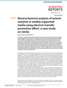 Electrochemical Analysis of Anionic Analytes in Weakly Supported Media