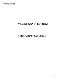 Exabyte VXA-320 Tape Drive Product Manual