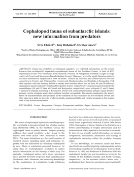 Cephalopod Fauna of Subantarctic Islands: New Information from Predators