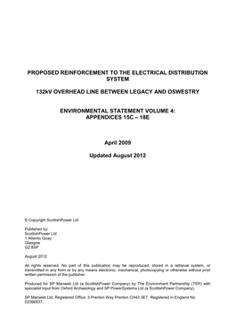 Proposed Reinforcement to the Electrical Distribution System