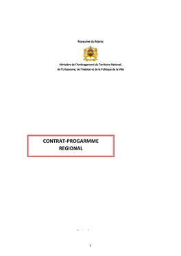 Contrat-Progarmme Regional Region Beni Mellal - Khenifra Au Titre De La Periode 2017 - 2021