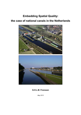 Embedding Spatial Quality: the Case of National Canals in the Netherlands