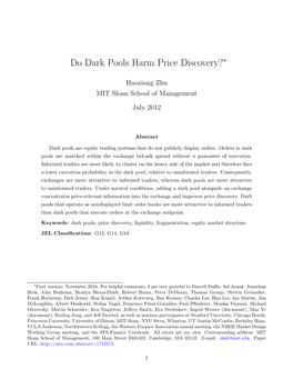 Do Dark Pools Harm Price Discovery?∗