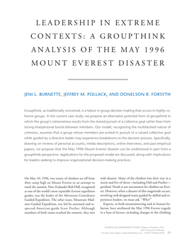 A Groupthink Analysis of the May 1996 Mount Everest Disaster