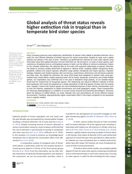 Global Analysis of Threat Status Reveals Higher Extinction Risk in Tropical Than in Temperate Bird Sister Species