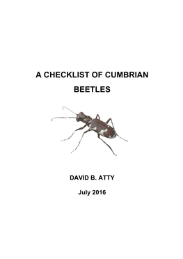 A Checklist of Cumbrian Beetles